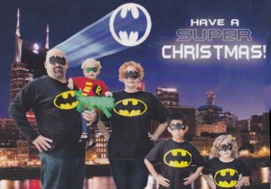 We were obviously still excited to be in the Nashville area. Plus our kids were getting into super heroes. This was the card front. 